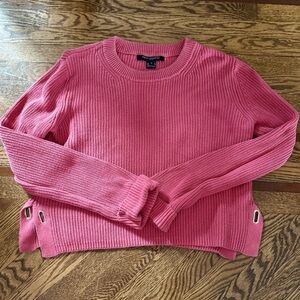 French Connection Pink Ribbed Crew Neck Sweater